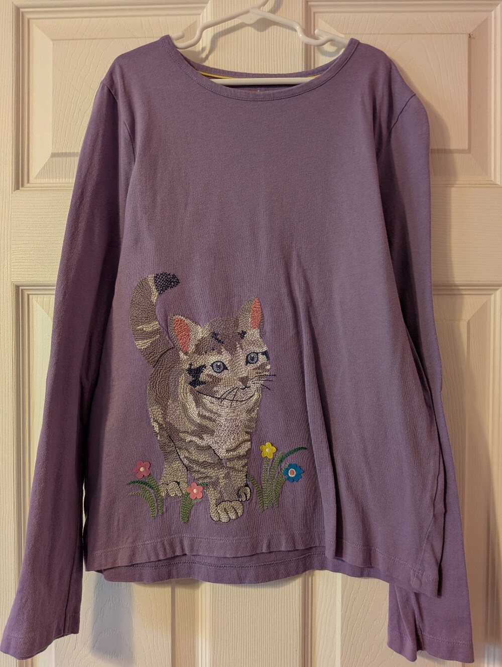Mini Boden Superstitch Kitten Long Sleeve Shirt